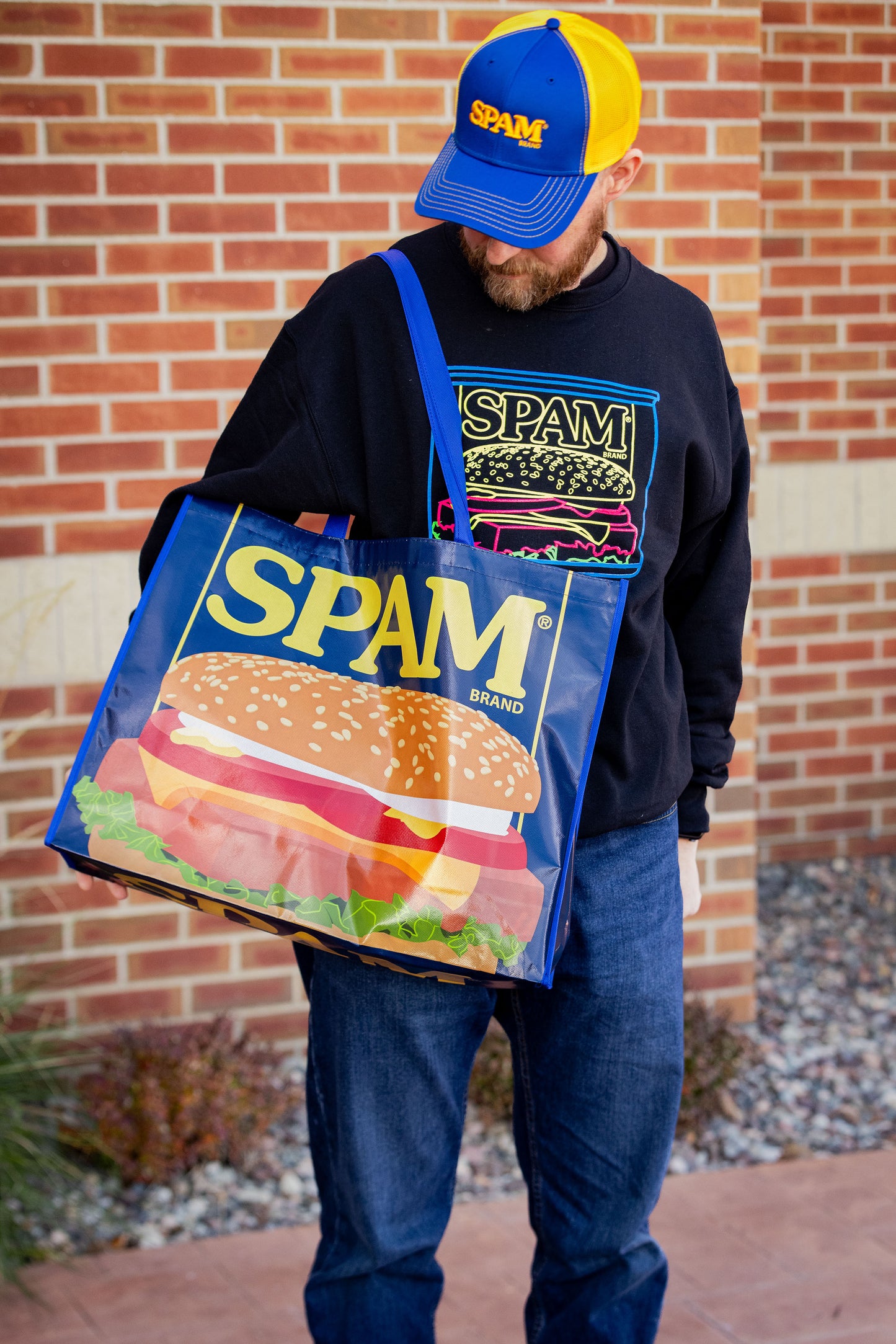 SPAM® Black Crewneck with Neon Can